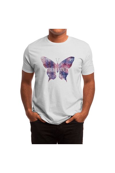 Fizello Λευκό μπλουζάκι Unisex με Abstract Alcohol Ink Butterfly σχέδιο