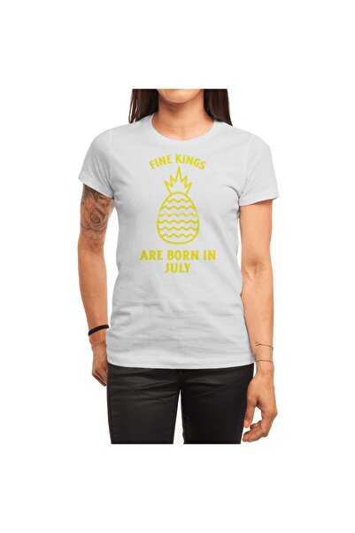 Fizello Unisex bela T-shirt - Fini kraljevi se rađaju u julu, godišnja majica...