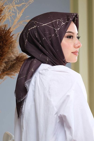 AFVENTE Marble Pattern Black Cotton Scarf