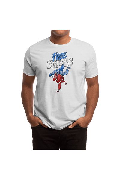 Fizello Δωρεάν λευκό μπλουζάκι Unisex Hugs - Martial Arts, Jiu Jitsu, Kung Fu, Άνδρες και Γυναίκες