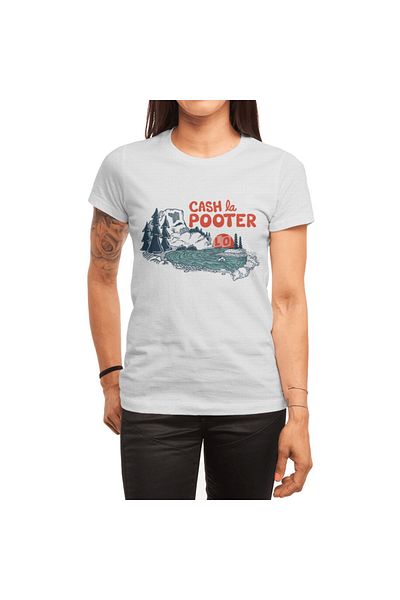 Fizello Λευκό μπλουζάκι Unisex - Cash La Pooter, μπλουζάκι για άνδρες και γυναίκες