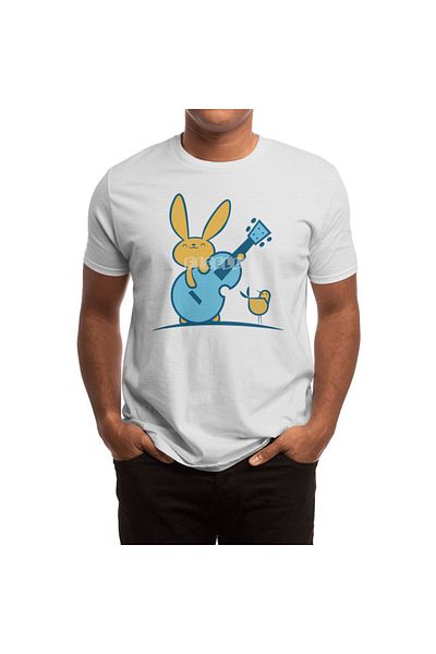 Fizello Tricou alb unisex cu model Bass Bunny And The Bird