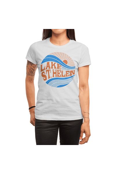 Fizello Λίμνη St. Helen Retro Sun And Waves Unisex Λευκό T-shirt