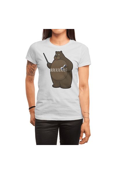 Fizello Λευκό μπλουζάκι Unisex - Bear As Teacher With Book & Pointer T-shirt για άνδρες και γυναίκες