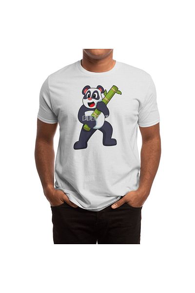 Fizello Λευκό μπλουζάκι με στάμπα Panda και Bamboo για άνδρες και γυναίκες