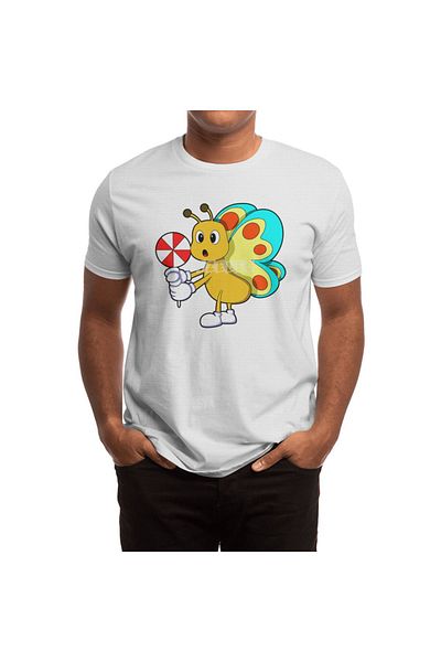 Fizello Ανδρικό και γυναικείο λευκό μπλουζάκι - Butterfly With Candy Design