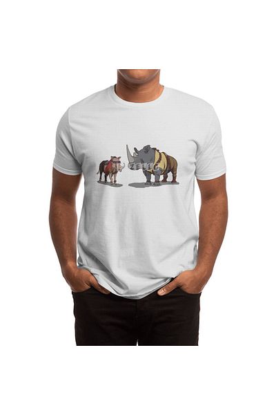 Fizello Μπλουζάκι Unisex Λευκό Warthog και Rhino με στάμπα