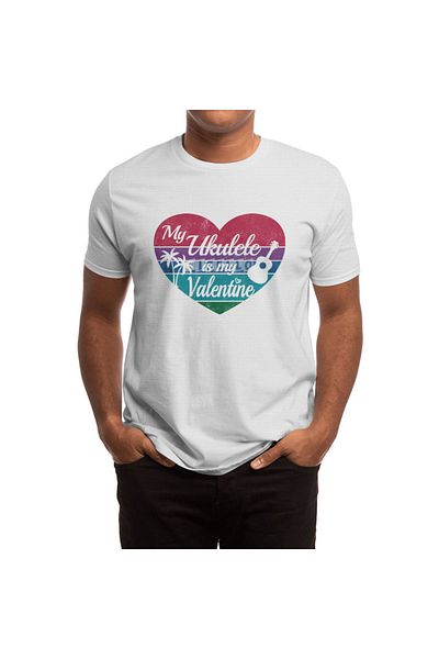 Fizello Το My Ukulele Is My Valentine Unisex Λευκό μπλουζάκι για άνδρες και γυναίκες