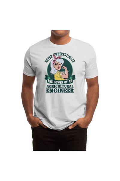 Fizello Μπλουζάκι για άνδρες και γυναίκες - Agricultural Engineer Girl Power, Unisex Λευκό T-shirt