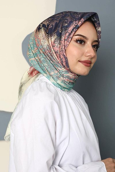 AFVENTE Turkish Motifs Pattern Light Gray Cotton Scarf