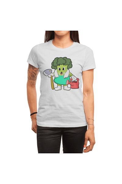Fizello Broccoli As Farmer - Λευκό μπλουζάκι Unisex, για Άνδρα και Γυναίκα, With Watering Can Design