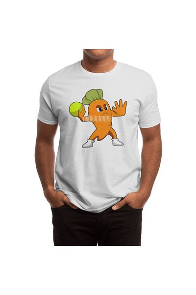 Fizello Tricou alb unisex pentru bărbați și femei - Detaliat jucător de handbal morcov