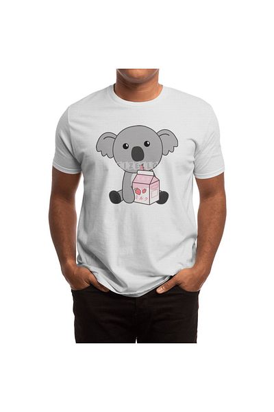 Fizello Kawaii Koala - Ρετρό ιαπωνικό μπλουζάκι με μοτίβο Milkshake για άνδρες και γυναίκες, λευκό μπλουζάκι Unisex