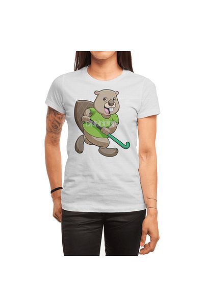 Fizello Tricou alb pentru bărbați și femei cu oglindă cu Beaver Hockey