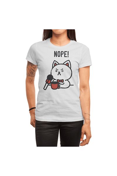 Fizello Λευκό μπλουζάκι Unisex για άνδρες και γυναίκες - Nope Cat Monday