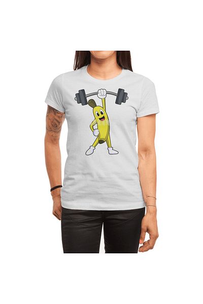 Fizello Μπλουζάκι Banana Horse Strength Barbells για άνδρες και γυναίκες - Unisex Λευκό T-shirt
