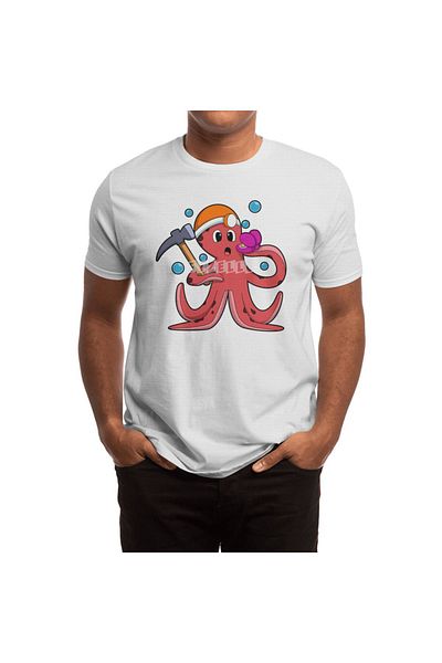 Fizello Octopus - Μπλουζάκι με σφυρί για άνδρες και γυναίκες, Unisex λευκό μπλουζάκι