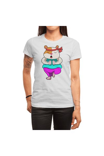 Fizello Exerciții de întindere a yoga cu hamster - Tricou alb unisex