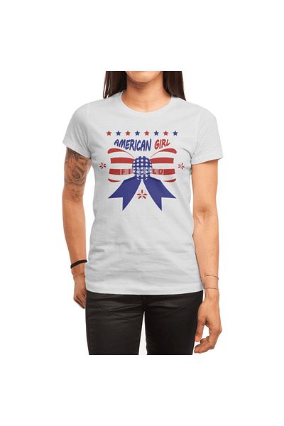 Fizello Tricou alb unisex pentru bărbați și femei - Lovely American Girl