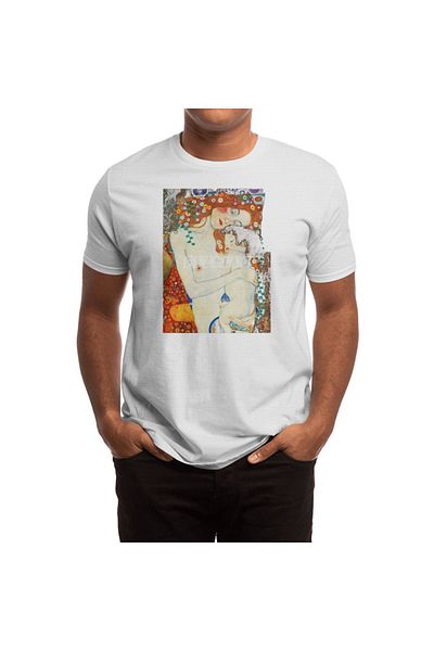 Fizello Λευκό μπλουζάκι Unisex με μοτίβο Klimt Mother and Child για άνδρες και γυναίκες