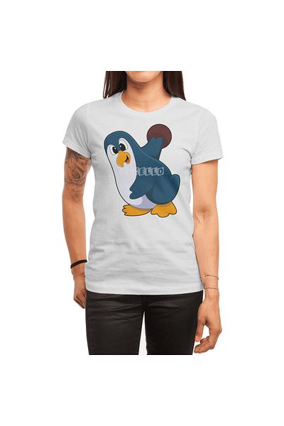 Fizello Pinguin Bowling - تي شيرت للرجال والنساء، تي شيرت أبيض للجنسين