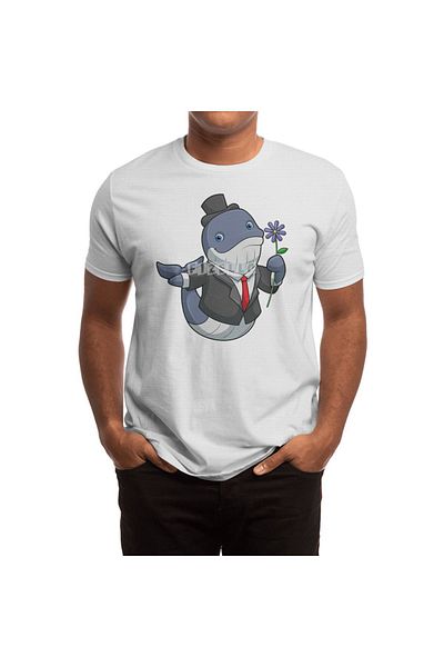 Fizello Whale Wedding Groom Flower Patterned T-Shirt for Men and Women - Unisex White T-Shirt