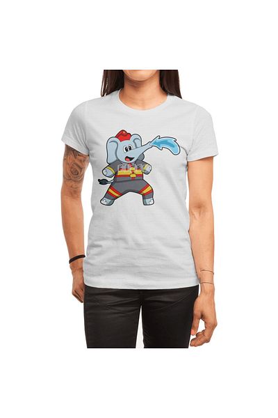 Fizello Elefant Embroidered Unisex Λευκό T-Shirt - Ανδρικό και Γυναικείο T-Shirt
