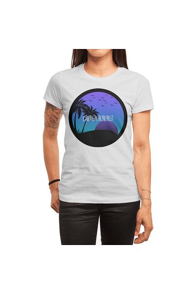 Fizello Beach Side Unisex Λευκό T-shirt - Ανδρικό και Γυναικείο, Μωβ/μπλε