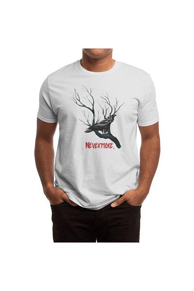 Fizello Tricou alb unisex Nevermore Raven