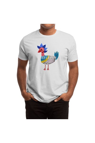 Fizello Little Colorful Bird Print Unisex Λευκό T-shirt για άνδρες και γυναίκες