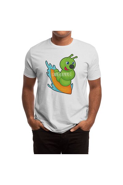 Fizello Unisex Λευκό T-Shirt Caterpillar Surfer - Ανδρικά και Γυναικεία