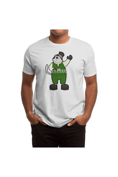 Fizello Λευκό μπλουζάκι Cat As Groom Coffee Hat Unisex για άνδρες και γυναίκες