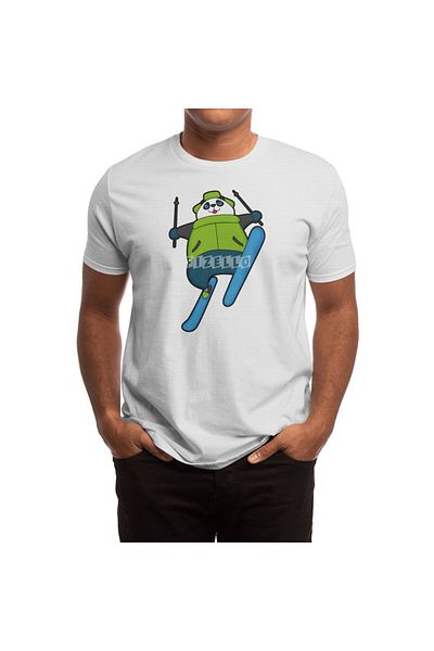 Fizello Μπλουζάκι Ski Jumper με σχέδιο Panda για άνδρες και γυναίκες - Λευκό μπλουζάκι Unisex