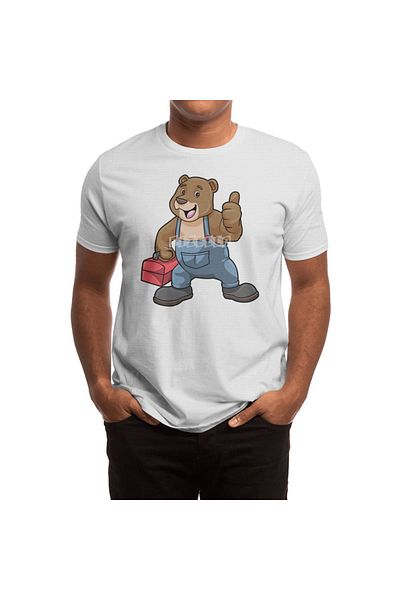 Fizello Tricou pentru bărbați și femei - Bear As Craftsman, With Tool Box Tricou alb unisex