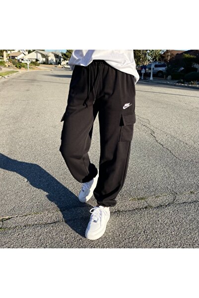 Nike Sportswear Essentials Kadın Siyah Normal Belli Cargo Eşofman Altı
