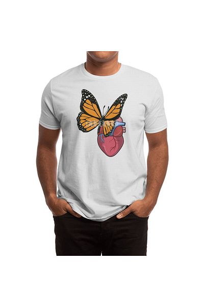 Fizello Ανδρικό και γυναικείο λευκό μπλουζάκι - Unisex σχέδιο πεταλούδα με καρδιά