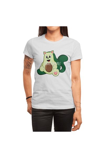 Fizello Ανδρικό και γυναικείο λευκό μπλουζάκι - Cat As Avocado Unisex Design