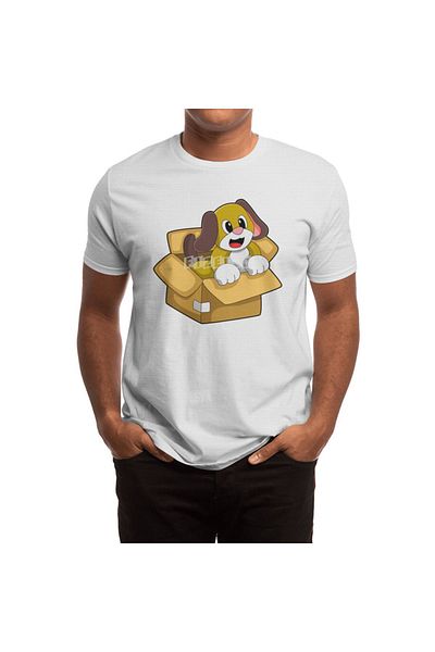 Fizello Tricou alb unisex pentru bărbați și femei - Dog In Box