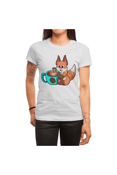 Fizello Μπλουζάκι Fox Coffee Cup - Ανδρικό, Γυναικείο, Unisex Λευκό