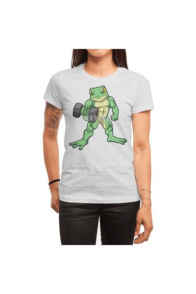 Fizello Μπλουζάκι Dumbbell Frog Bodybuilding για άνδρες και γυναίκες - Unisex Λευκό
