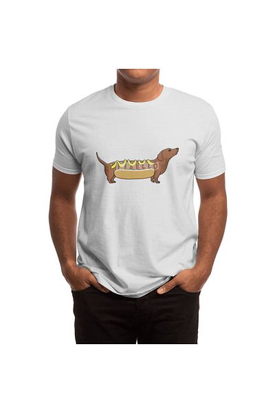 Fizello Tricou alb unisex Weinerdog - Tricou pentru bărbați și femei