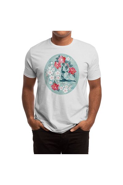 Fizello Tricou alb unisex cu model Yoga Cherry Blossom