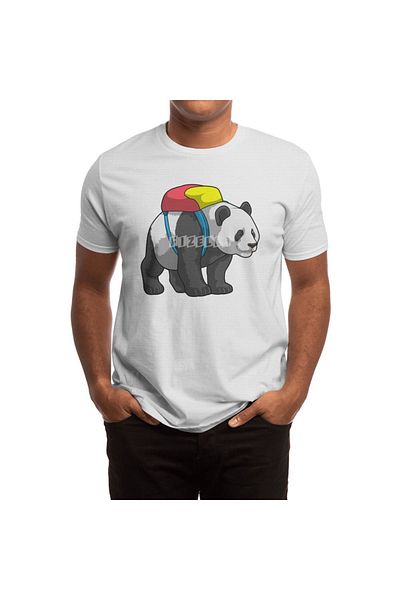 Fizello Men's and Women's Panda Hiker White T-Shirt - Unisex, Hooded T-Shirt
