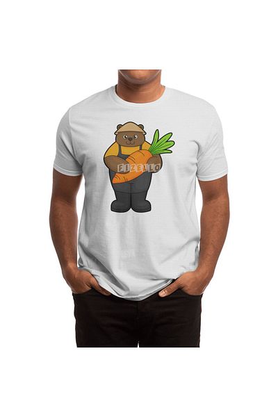 Fizello Bear As Farmer - Ανδρικά, Γυναικεία, Unisex T-Shirt με στάμπα λευκού καρότου