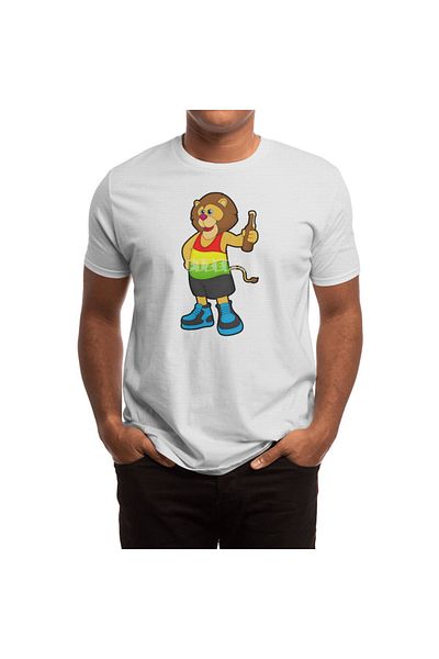 Fizello Tricou alb unisex Bozo Beer Bottle Design Lion pentru bărbați și femei