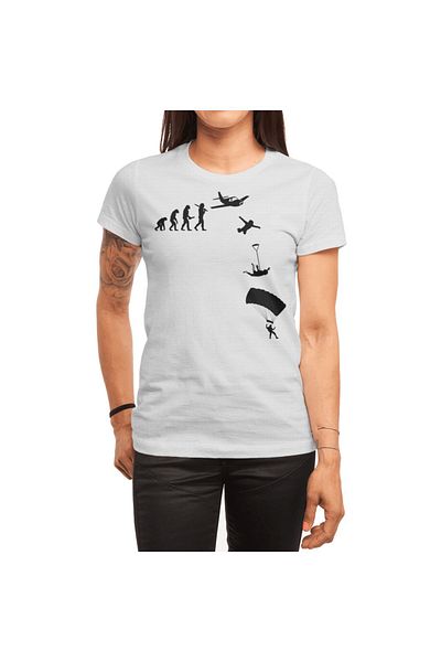 Fizello Tricou alb unisex Skydive pentru bărbați și femei - Freefly, Parachute, Flying Tricou