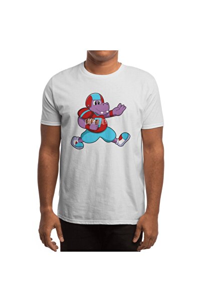 Fizello Hippo At Spor - Чоловічий, жіночий та унісекс білий футболка, дизайн футбольного м'яча та шолома