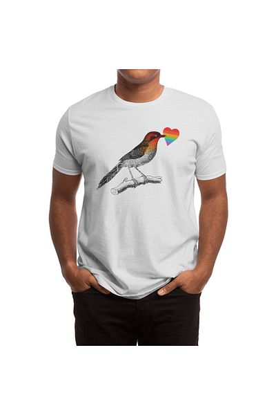 Fizello Λευκό μπλουζάκι Bird Heart Pride Colorful Love Unisex για άνδρες και γυναίκες