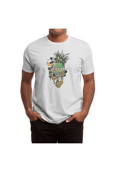 Fizello Tricou alb cu imprimeu de ananas de vară pentru bărbați și femei