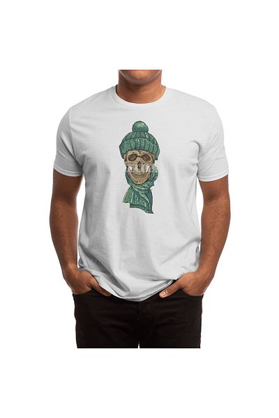 Fizello Ανδρικό και γυναικείο λευκό μπλουζάκι Hipster Skull - Unisex Χειμερινό T-Shirt